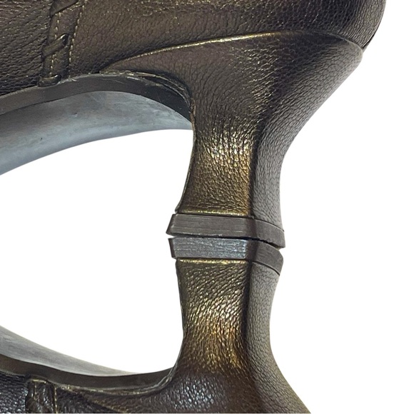 STUART WEITZMAN PEWTER KITTEN HEEL SQUARE TOE LOAFERS SZ 10 M EUC - Picture 4 of 12